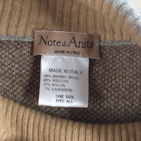 Note di Anita Poncho Sweater OS Plaid Merino Wool Cashmere Blend Mock Neck - Picture 7 of 7